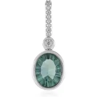 Cavill - Zilveren Hanger 925 Sterling Geplatineerd - Groene Fluoriet 1,82 ct - Ovaal Concaaf - Tanziaanse Zirkonen - 25x9 mm