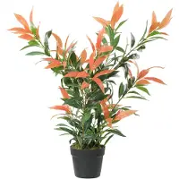HOMCOM Artificial Plants-Kunststof, Cement-45L x 45B x 90H cm-Rood+Groen