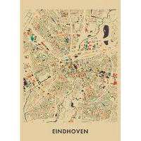 IXXI Eindhoven Mosaic Map, Kunst in Kaart - 100 x 140 cm - Grote wanddecoratie en posters - Illustraties, Kleurrijk, Geometrische Kunst, Grafisch