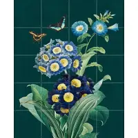 IXXI Teal Florals and Butterflies, Bloomery Decor - 80 x 100 cm - Grote wanddecoratie en posters