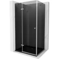 Mexen Roma draaideur douchecabine 120 x 90 , grafiet, chroom + Flat douchebak, zwart - 854-120-090-01-40-4070