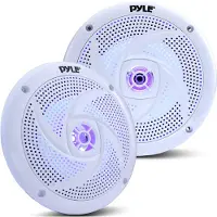 Pyle Marine Luidsprekers - 2-weg Waterdichte Speakers – Weerbestendige Buitenluidsprekers- Audio Stereo Geluidssysteem met LED-verlichting- 240 Watt - 1 Paar - Wit