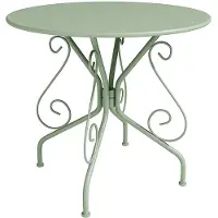 Vente-unique Tuintafel van metaal met smeedijzer aspect - amandelgroen - GUERMANTES