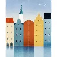 IXXI Colorful Houses - Canal City, Henry Rivers - 80 x 100 cm - Grote wanddecoratie en posters - Kleurrijk, Illustraties, Architectuur