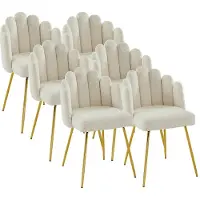Vente-unique Set van 6 stoelen van boucléstof en goudkleurig metaal - Crèmewit - ALTINAM van Pascal MORABITO