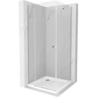 Mexen Roma douchecabine scharnierend 70 x 70 , transparant, chroom + douchebak Flat - 854-070-070-01-00-4010