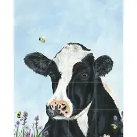IXXI Moo and Blooms, Lens en penseel door Myrte - 80 x 100 cm - Gratis ophangtool - Grote wanddecoratie en posters - Illustraties, Realisme