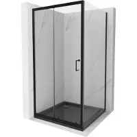 Mexen Apia douchecabine schuif 90 x 90 , transparant, zwart + Flat douchebak, zwart - 840-090-090-70-00-4070B