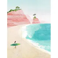 IXXI The Surfer 2, Henry Rivers - 60 x 80 cm - Gratis ophangtool - Grote wanddecoratie en posters - Illustraties, Kleurrijk, Speels, Aquarel