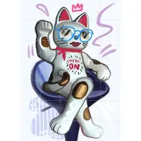IXXI Lucky Cat II, Pop-art by Tadej - 100 x 140 cm - Gratis ophangtool - Grote wanddecoratie en posters - Pop art, Speels, Digitale Kunst