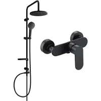 Mexen Erik opbouwdouche set met regendouche en Milo douchkraan, zwart - 71340205-70