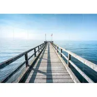 IXXI Wooden Pier at the Sea - Germany, Jan Becke - 140 x 100 cm - Gratis ophangtool - Grote wanddecoratie en posters - Fotografie, Kleurrijk, Natuur
