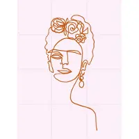 IXXI Frida Kahlo Pink, Julia Hariri - 60 x 80 cm - Gratis ophangtool - Grote wanddecoratie en posters - Kleurrijk, Line art, Grafisch Ontwerp