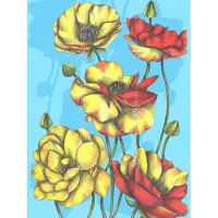 IXXI Buttercups, Cecilia Battaini - 60 x 80 cm - Grote wanddecoratie en posters - Tekeningen, Illustraties, Slaapkamer, Eetkamer, Natuur, Planten