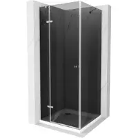 Mexen Roma douchecabine scharnierend 70 x 70 , grafiet, chroom + Flat douchebak, wit - 854-070-070-01-40-4010
