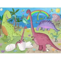 IXXI Cute Dinosaur in the Jurassic Park, Carla Daly - 80 x 60 cm - Grote wanddecoratie en posters - Illustraties, Speels, Kleurrijk, Cartoonesk