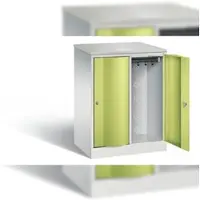 C+P Garderobekast Resisto, 2 vakken, 2 legborden, B 772 x D 540 x H 1077 mm, lichtgrijs/kleedgroen
