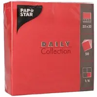 Papstar 14x 50 Servetten DAILY Collection 1/4 vouw 32 cm x 32 cm rood