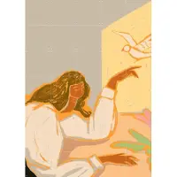 IXXI Free Bird, Arty Guava - 100 x 140 cm - Gratis ophangtool - Grote wanddecoratie en posters - Kleurrijk, Speels, Digitale Kunst, Illustraties