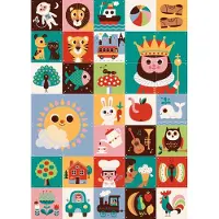 IXXI Playful Kids' World Collage Box, Ingela P. Arrhenius - 100 x 140 cm - Gratis ophangtool - Grote wanddecoratie en posters - Fantasierijk