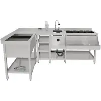 MonsterShop Deluxe Cocktail Bar Station met Ijsbak & Modulaire Hoekeenheid Roestvrij Staal