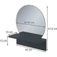 Vicco Elyra Badkamerspiegel – 40 x 47.5 cm met plank Zwart