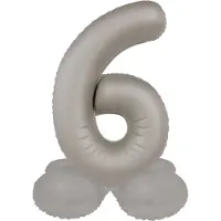 Folat - Staande folieballon Cijfer 6 Moonlight Silver - 41 cm