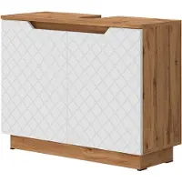 Vicco Lotta Wastafelonderkast – 79.6 x 62.1 cm met 2 deuren Eiken/wit met tegelstructuur