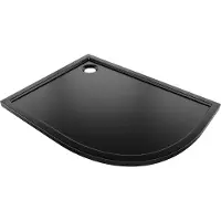 Mexen Flow asymmetrische, halve ronde douchebak slim links 100 x 90 , zwart mat - 46Q709010L