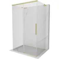 Mexen Rox-3S L douchecabine 3-zijdig schuifbaar 130 x 75 , transparant, goud geborsteld - 8C2L-130-075-55-00-3S