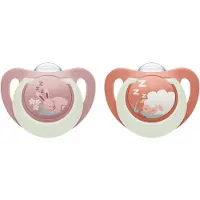 Nuk First Choice Fopspeen – Siliconen – Lichtgevend in het Donker – 2 Stuks- rood 6-18 maanden