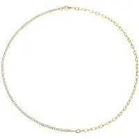 Cavill - Zilveren Halsketting 925 Sterling Zilver - 103 Nigeriaanse Zirkonen 3,72 ct - 18K Goud Verguld - Elegant en Modieus - 50 cm