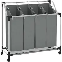 Aura Wasmand 4 Vakken - Wasmand - Wassorteerder - Grijs - 2.44 kg - ‎96cm x 40cm x 92 cm
