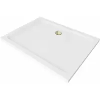 Mexen Flat rechthoekige douchebak slim 120 x 80 , wit, gouden sifon - 40108012G
