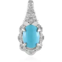 Cavill - Zilveren Hanger - 925 Sterling Zilver - Sleeping Beauty Turkoois 0,684ct - 21 Zirkonia Cambodja - Druppelvormig Elegant Sieraad
