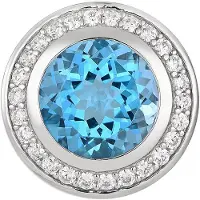 Cavill - Zilveren Hanger met 3,645 ct Blauwe Marambaia Topaas - 925 Sterling Zilver - Pave Zirkonia Rond Slijpsel - Elegant Design 16x16 mm