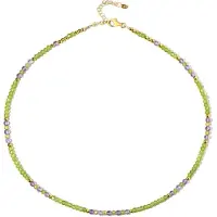 Cavill - 925 Sterling Zilver Verguld Halsketting - Peridoot 26,85 ct & Lavendel Amethist 10 ct - Verstelbaar Elegante Dames Ketting