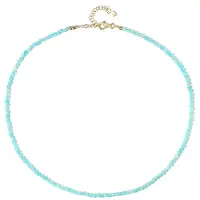 Cavill - Zilveren halsketting 925 Sterling verguld - 23,983 ct Blauwe Amazoniet 3 mm - Verstelbaar 45-50 cm - Luxe & Delicaat