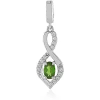 Cavill - Elegante Zilveren Hanger 925 Sterling - Geplatineerd - 0.383 Ct Russische Diopsied Ovaal - 0.273 Ct Cambodjaanse Zirkonen
