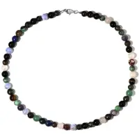 Cavill - Zilveren halsketting - 925 Sterling Zilver - Groene Aventurijn 191,3 ct - Ronde Edelsteen Kralen - Kleurrijk & Elegant