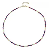 Cavill - Verstelbare Halsketting - 925 Sterling Zilver Verguld - Madagaskar Robijn 18,98ct - Blauw Saffier 21,59ct - Elegante Kleurrijk