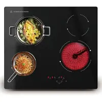 Core Elektrische Kookplaat 4 Pits - Elektrische Fornuis - Elektrische Kookplaat Vrijstaand - 4 Kookzones - Kinderslot - Zwart - 52cm x 59cm x 6cm