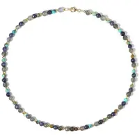 Cavill - 925 Sterling Zilver Halsketting - Labradoriet 40,48ct, Turkoois 17,70ct, Blauwe Saffier 49,65ct - Elegante Dames 50cm