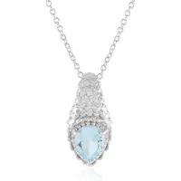 Cavill - Zilveren Halsketting 925 Sterling - Hemelblauwe Topaas 1,629 ct Peervorm - Elegante Druppel Hanger - Zilveren Ketting 45,5 cm