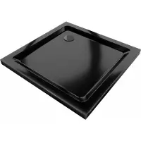 Mexen Flat vierkante slanke douchebak 90 x 90 , zwart, zwarte sifon - 40709090B