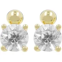 Cavill - 9K Geelgouden Oorbellen met 3 618 ct Rondgeslepen Cambodjaanse Zirkonen - 7 mm Stralende Zirkonia - Elegante Dames Sieraden