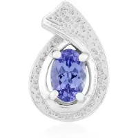 Cavill - 925 Sterling Zilveren Hanger met 0,374 ct Ovale Tanzaniet - Palladium - Modern Elegant Druppelvormige Sieraad