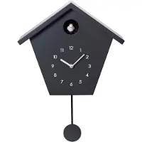 Aura Koekoeksklok Modern - Wandklok - Wekker - Inclusief Nachtfunctie - Wit/Zwart - ‎25cm x 29cm x 12cm