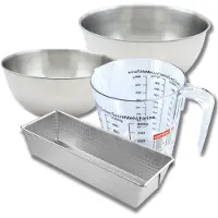 Zenker Bakkersset met cakevorm van staal 25 cm, 2 mengkommen, maatbeker en spatel
