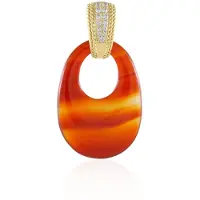 Cavill - Zilveren Hanger - 925 Sterling Zilver Verguld - 21,41 ct Rode Onyx Fancy Cabochon - 0,696 ct Cambodjaanse Zirkonia's - Elegante Ovale Vorm